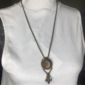 Vintage Artisan Marjorie BAER SF Mixed Metal Sun Necklace Charms 24"